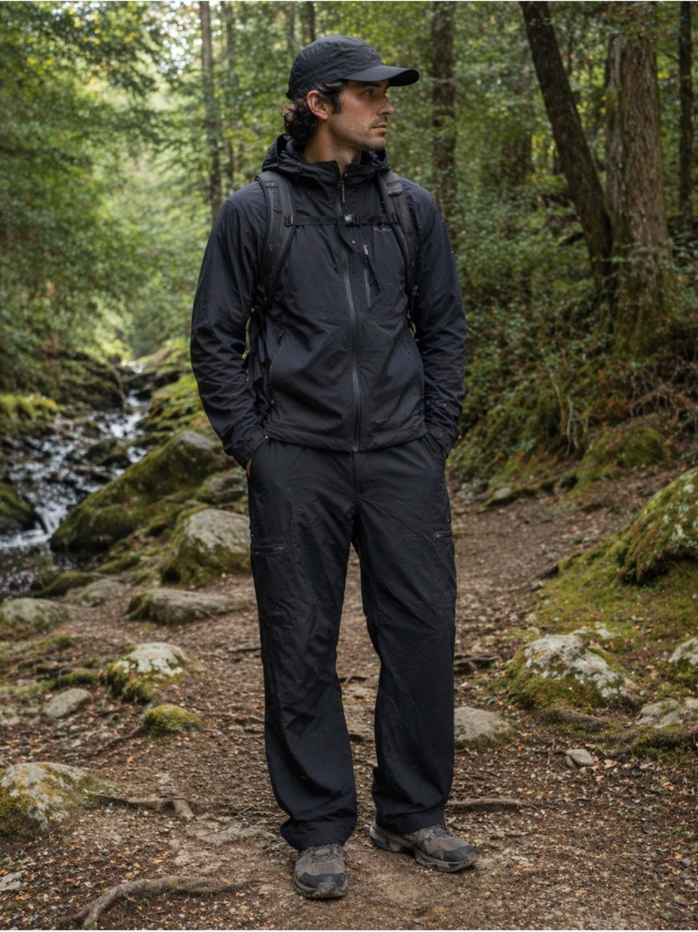 L.L.Bean Nylon Hiking Pants Black 40x30 Outdoor Gorpcore Utility Trail Pants